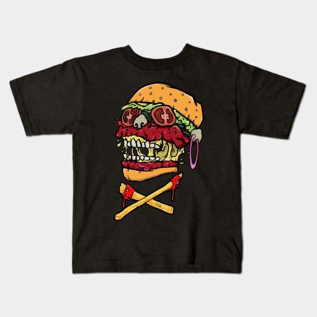 Death Burgers Kids T-Shirt by freezethecomedian